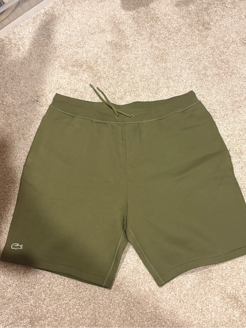 Lacoste Olive Drawstring Athletic Shorts